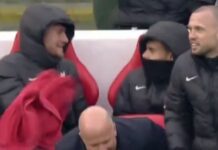 Mac Allister’s playful celebration with Diaz after Chiesa’s first goal